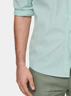 Camicia rigata in popeline stretch