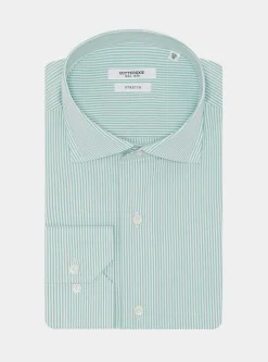 Camicia rigata in popeline stretch