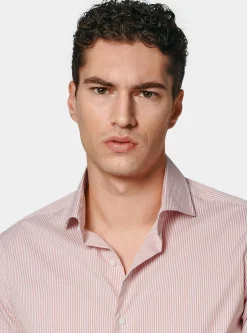 Camicia rigata in popeline stretch
