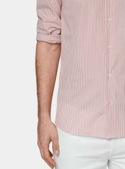 Camicia rigata in popeline stretch