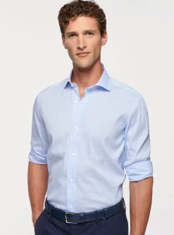 Camicia rigata in popeline stretch