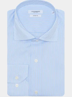 Camicia rigata in popeline stretch