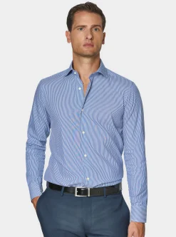 Camicia rigata in popeline stretch