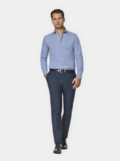 Camicia rigata in popeline stretch