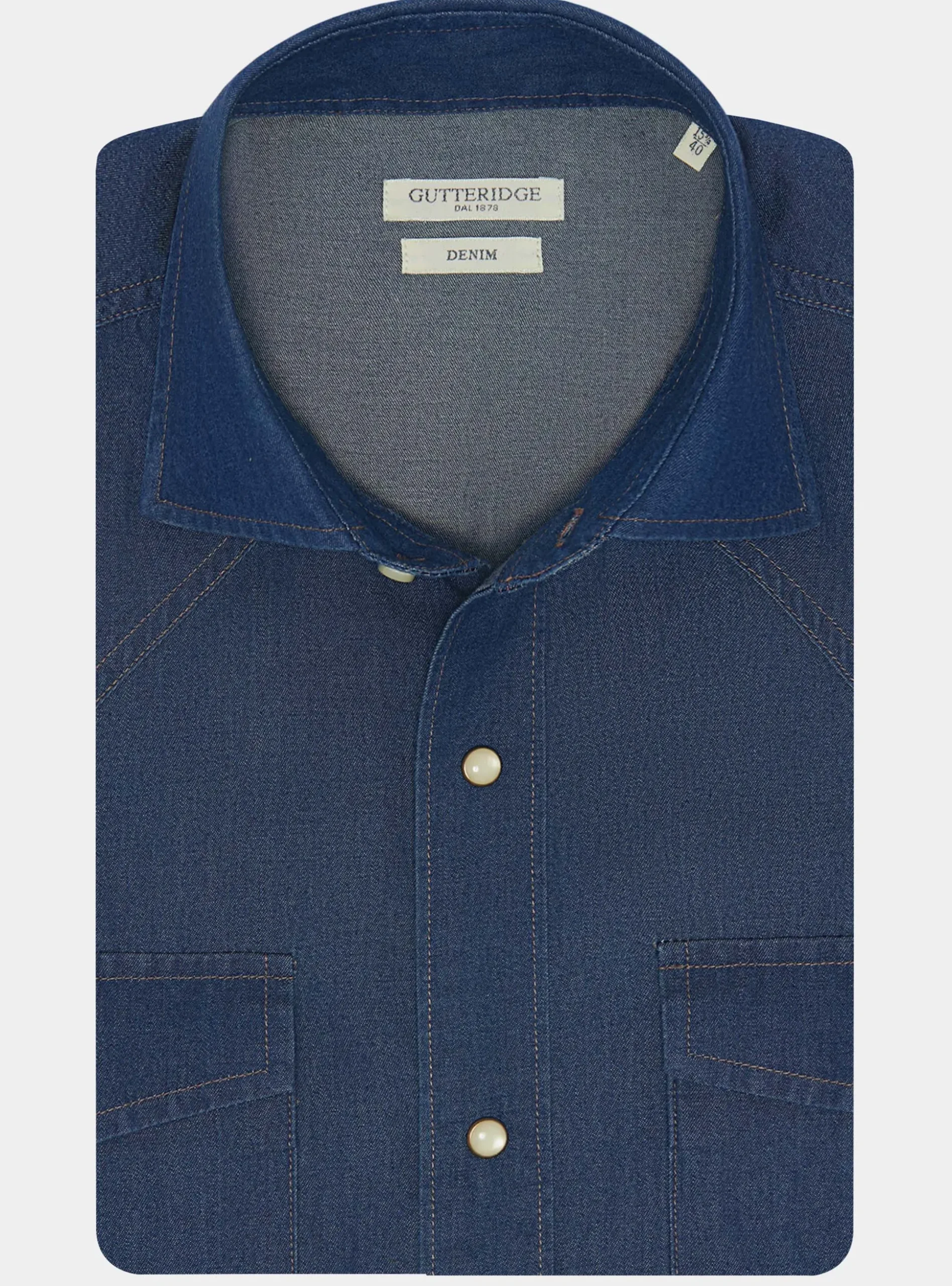 Camicia western in cotone chambray