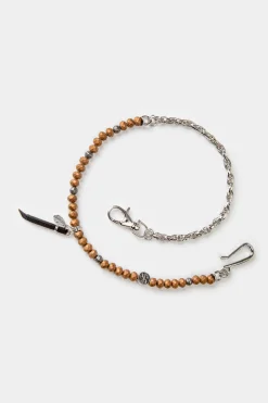Catena per pantaloni con pietre marroni e ciondolo