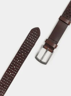 Cintura marrone in pelle traforata