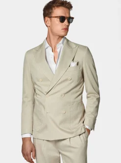 Cotton linen herringbone suit