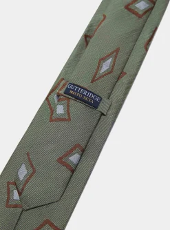 Cravatta in seta e lino fantasia geometrica