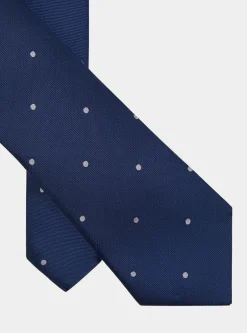 Cravatta micro pois in seta e lino