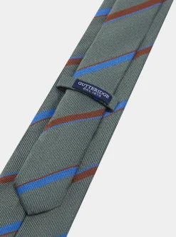 Cravatta rigata in twill di lana e seta