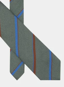Cravatta rigata in twill di lana e seta