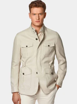 Field jacket in puro lino