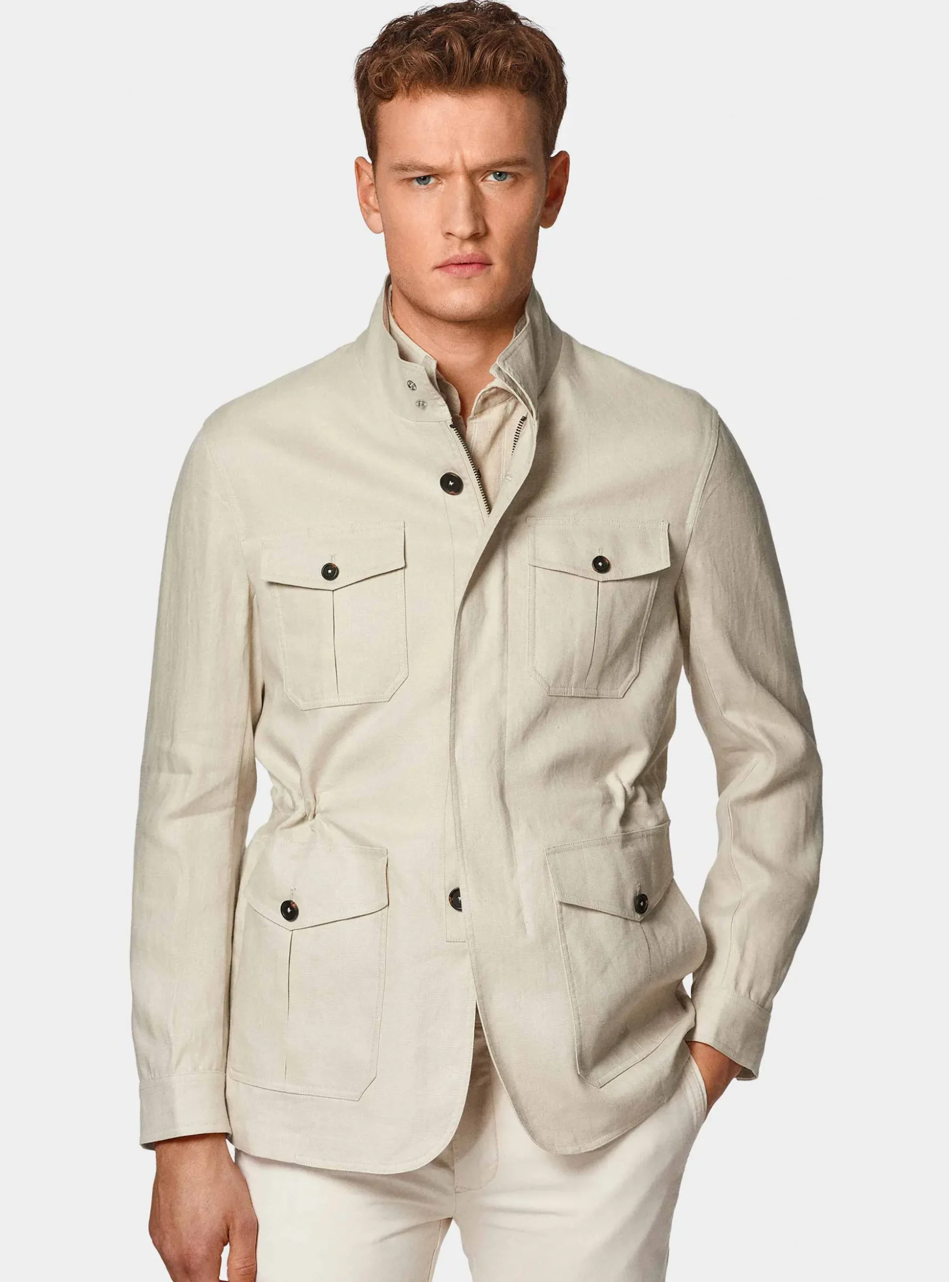 Field jacket in puro lino