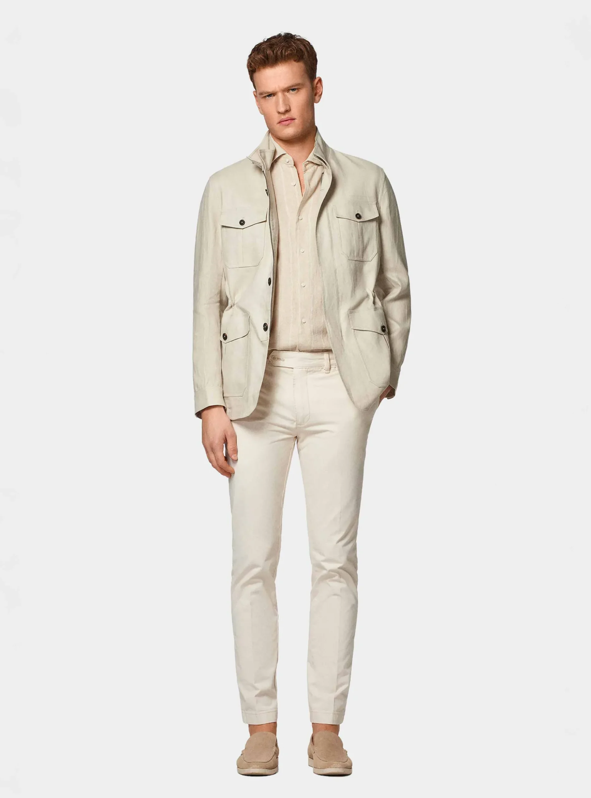 Field jacket in puro lino