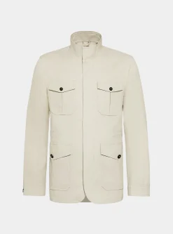 Field jacket in puro lino