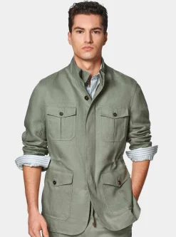 Field jacket in puro lino