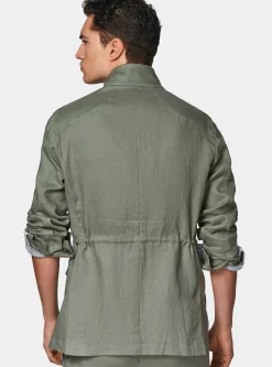 Field jacket in puro lino