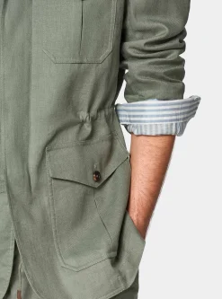 Field jacket in puro lino