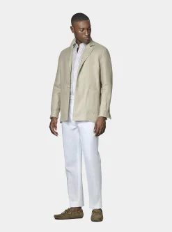 Giacca camicia in twill di lino