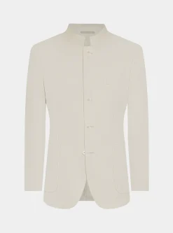 Giacca coreana in puro lino spigato