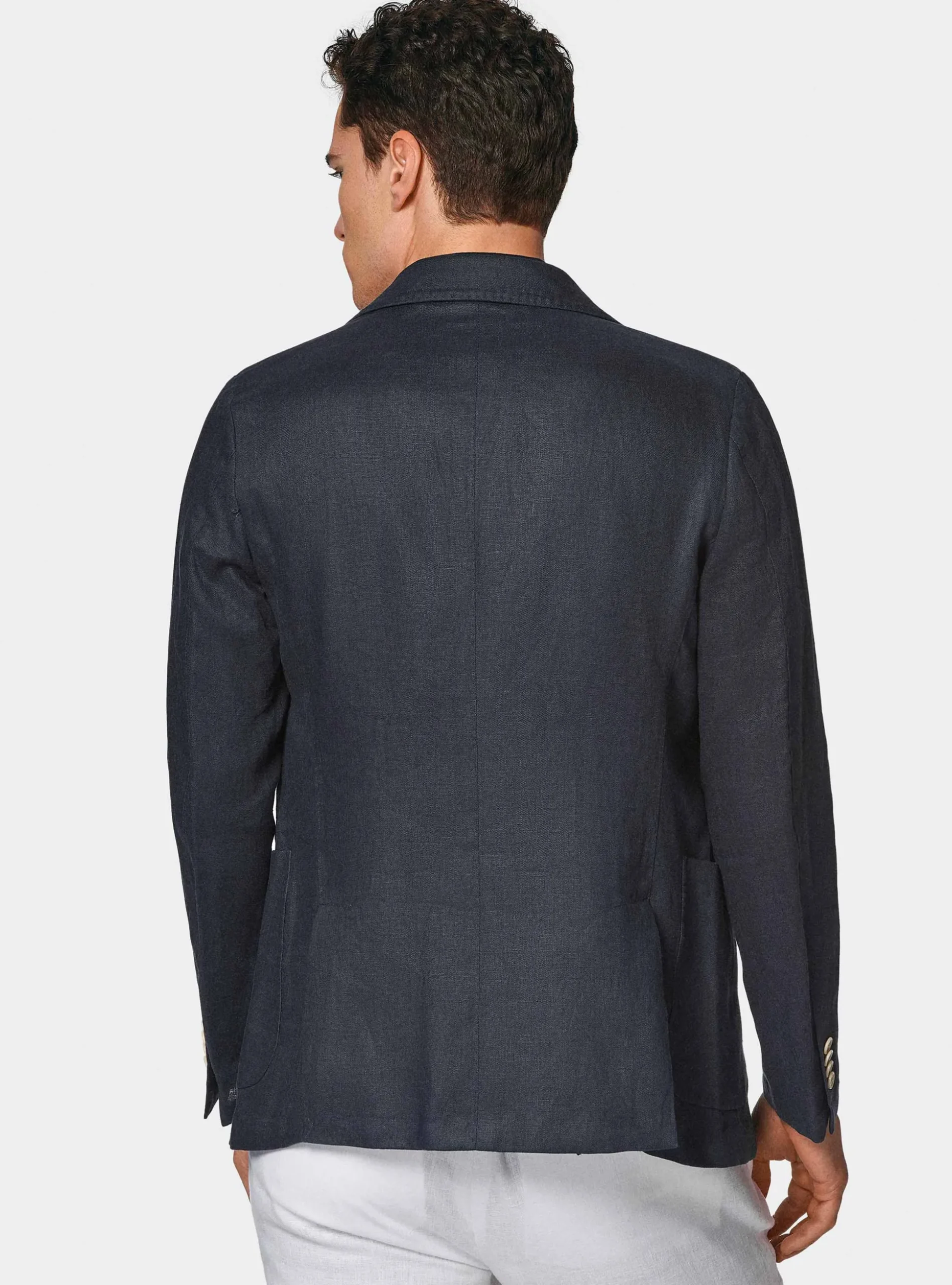 Giacca doppiopetto blue navy in puro lino