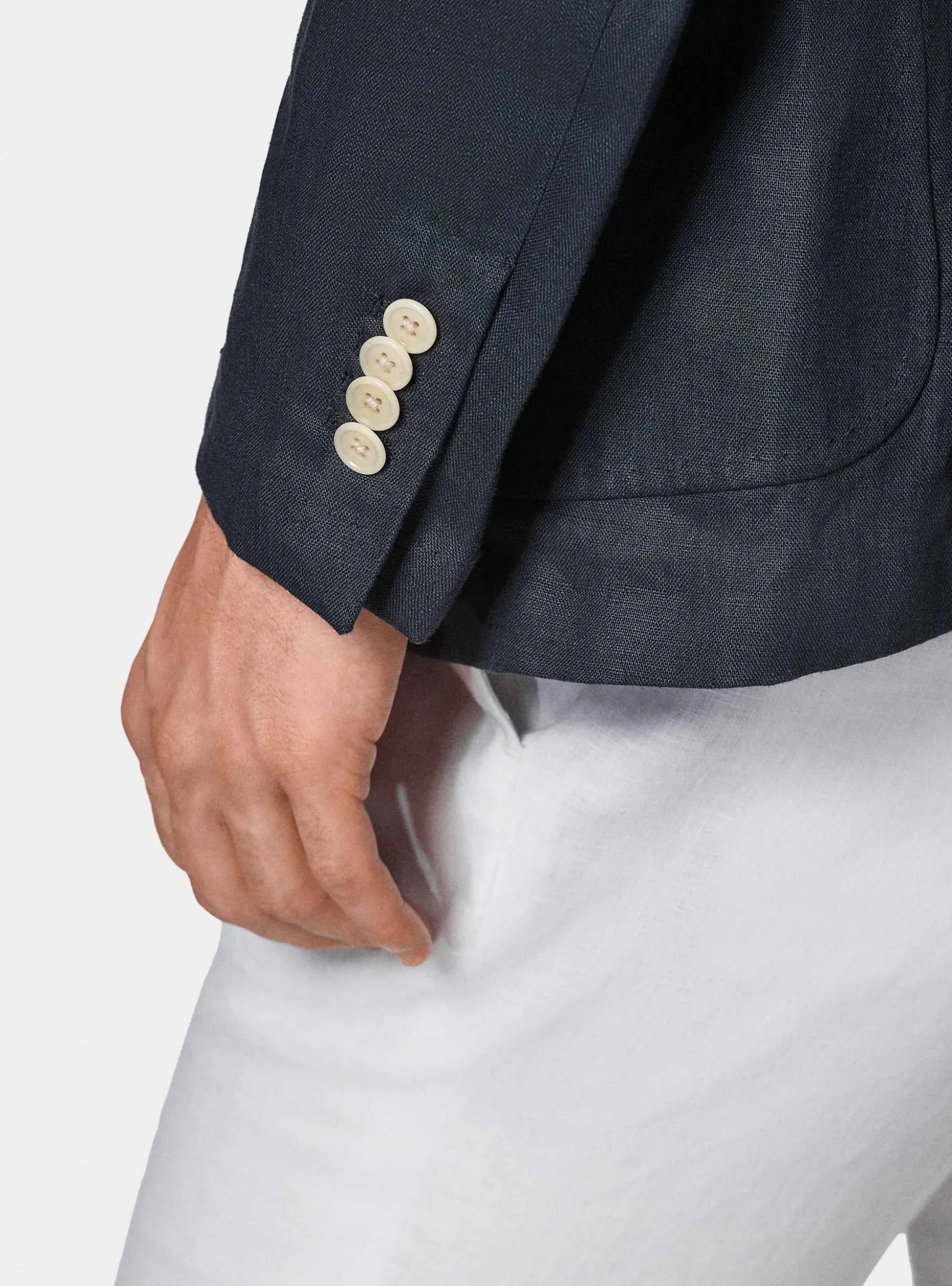 Giacca doppiopetto blue navy in puro lino