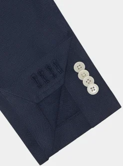 Giacca doppiopetto blue navy in puro lino