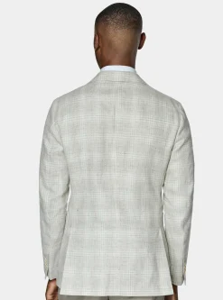 Giacca fantasia in lino e cotone