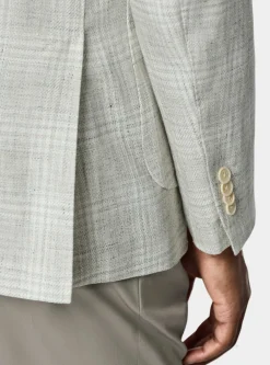 Giacca fantasia in lino e cotone