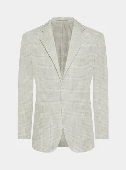 Giacca fantasia in lino e cotone