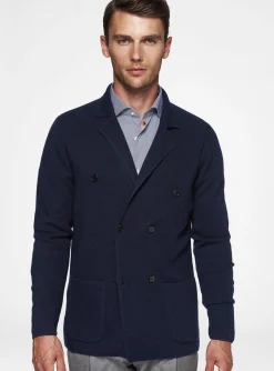 Giacca in maglia doppiopetto in lana merino