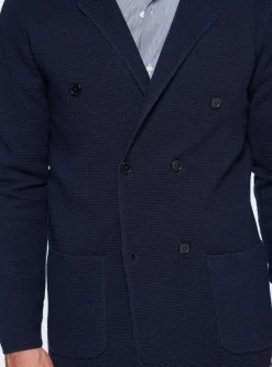 Giacca in maglia doppiopetto in lana merino