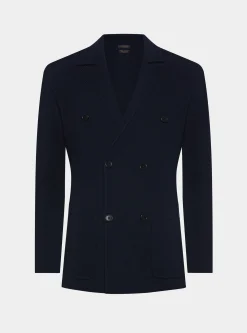 Giacca in maglia doppiopetto in lana merino