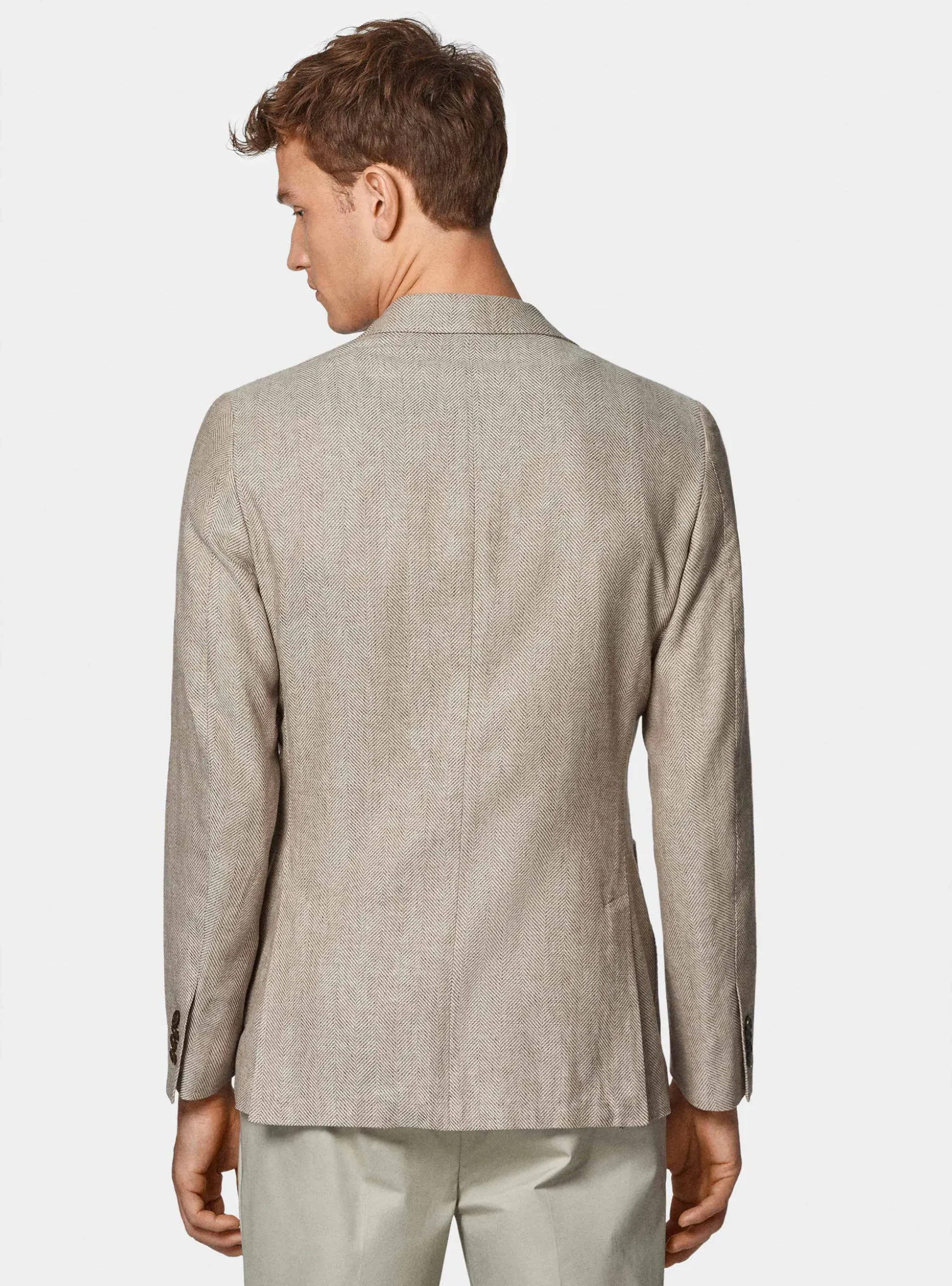 Giacca spigata in lino e cotone