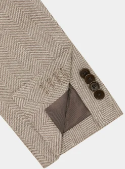 Giacca spigata in lino e cotone