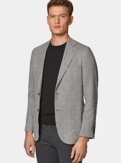 Giacca spigata in lino e cotone