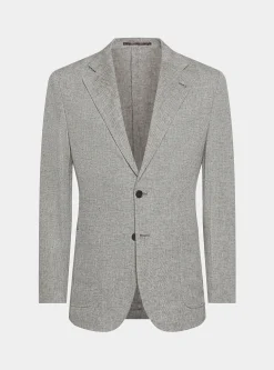 Giacca spigata in lino e cotone
