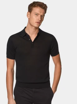 Maglia a polo in cotone e seta