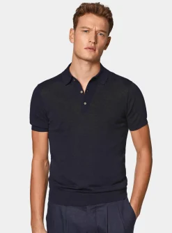 Maglia a polo in cotone e seta