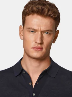Maglia a polo in cotone e seta