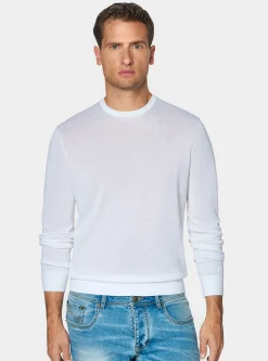 Maglia girocollo in cotone e seta