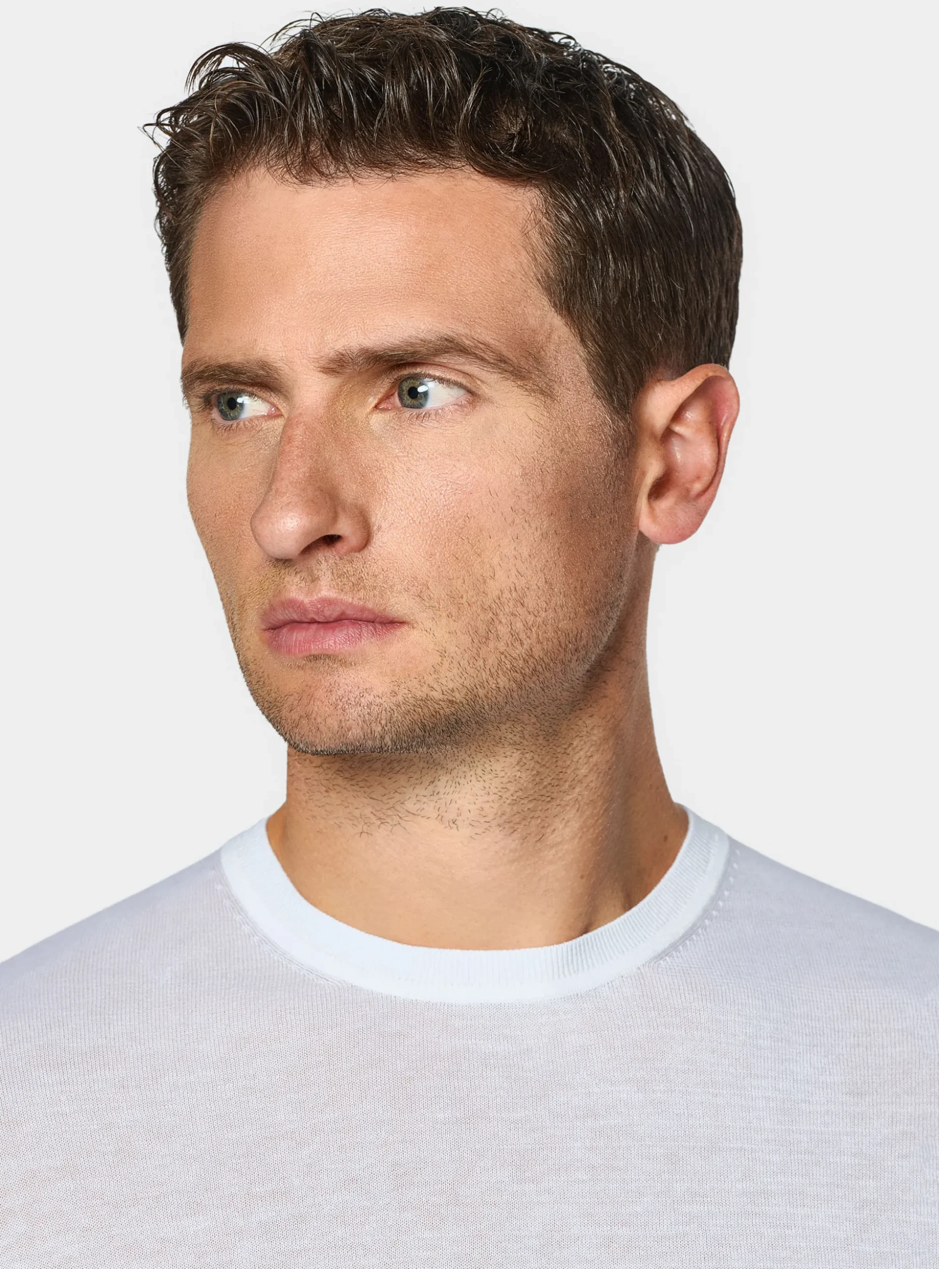 Maglia girocollo in cotone e seta