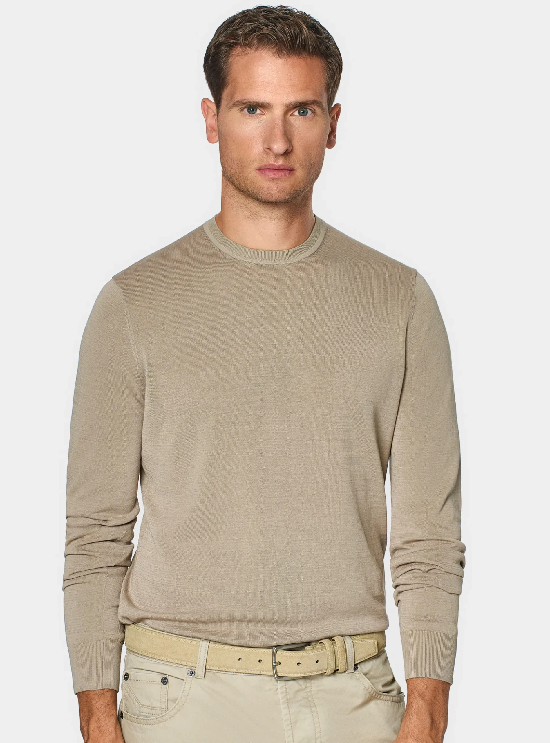 Maglia girocollo in cotone e seta