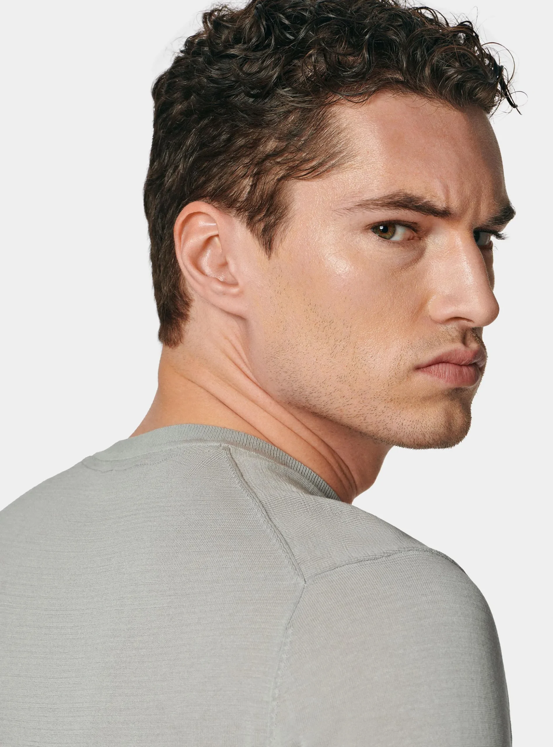 Maglia girocollo in cotone e seta