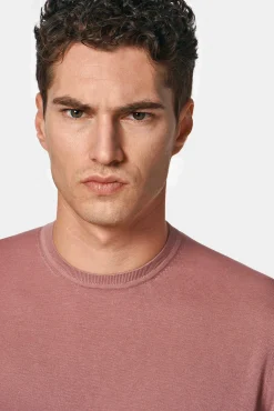 Maglia girocollo in cotone e seta