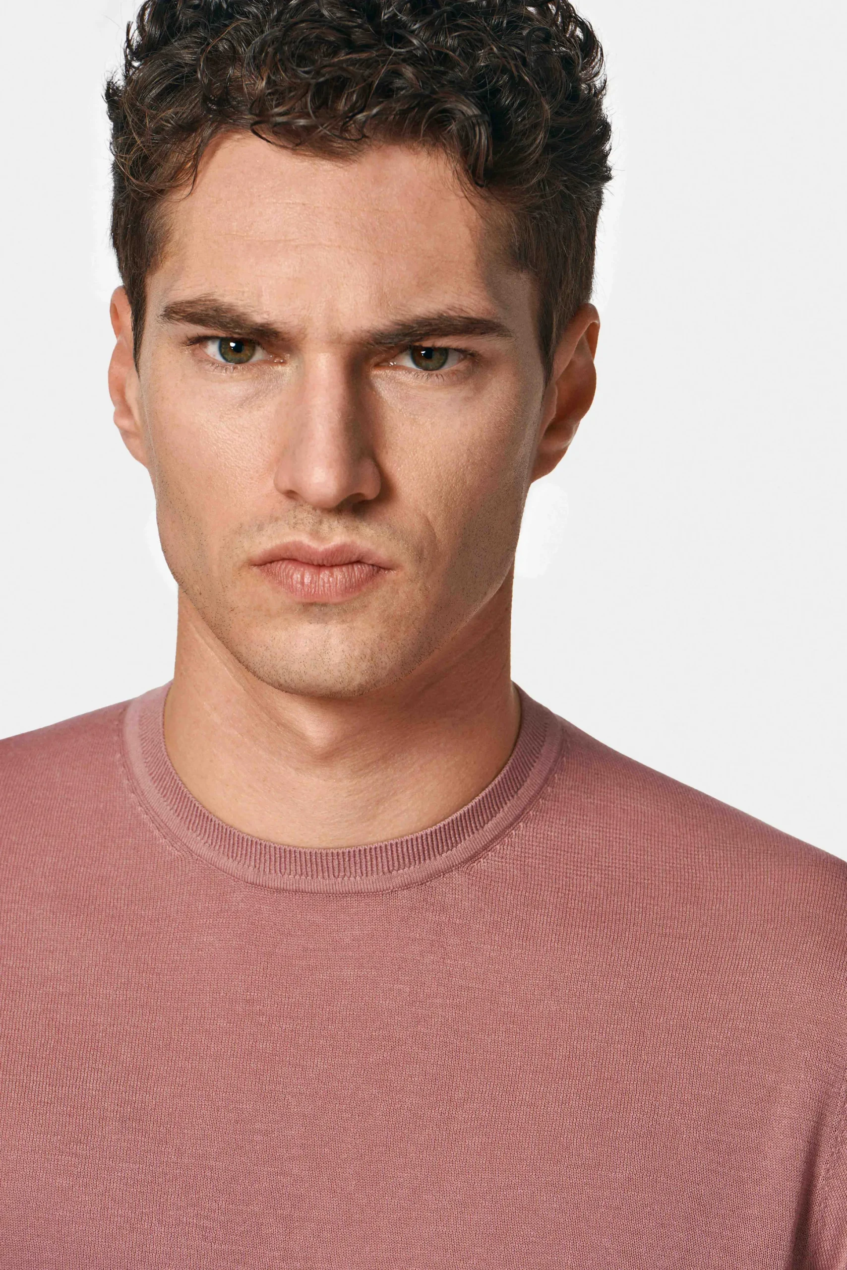 Maglia girocollo in cotone e seta