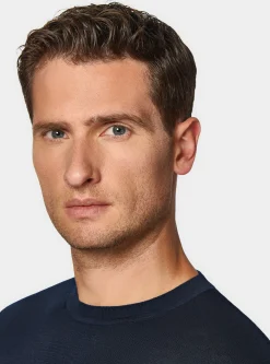 Maglia girocollo in cotone e seta