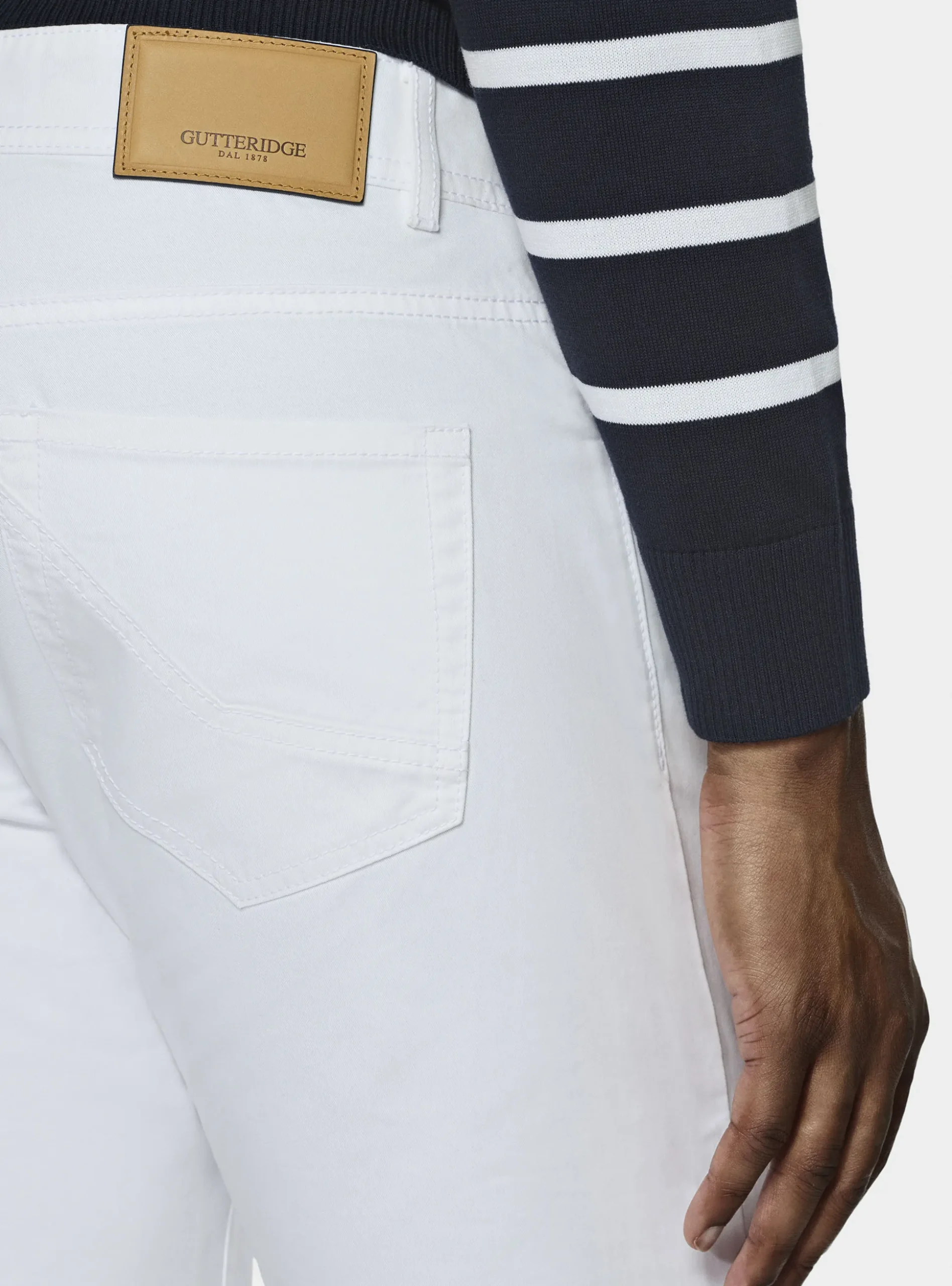 Pantaloni 5 tasche in twill di cotone