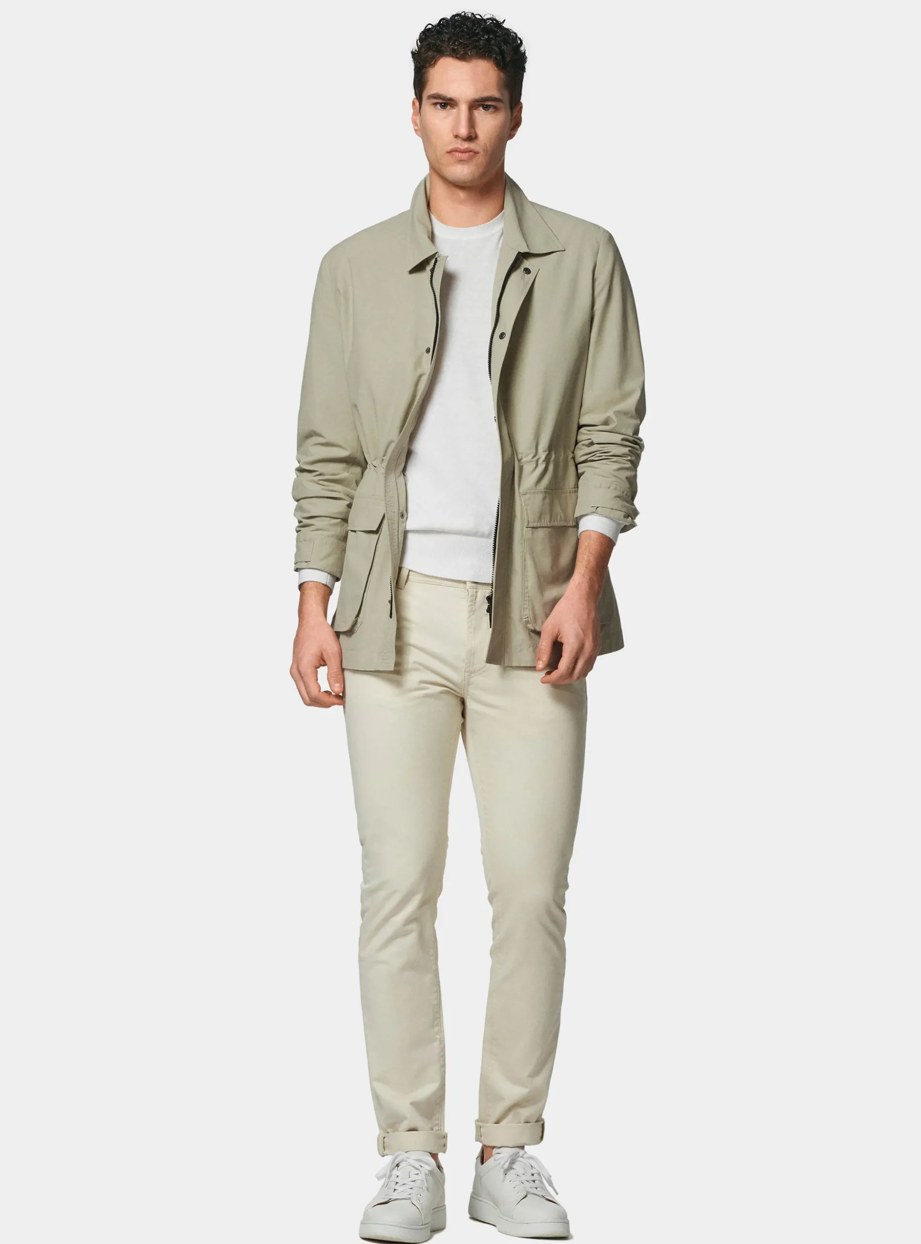 Pantaloni 5 tasche in twill di cotone
